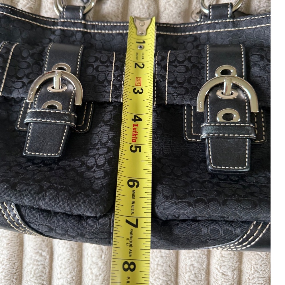 Coach Signature Soho Jacquard Satchel Black Leather Buckle Bag C05S-3646 - Picture 8 of 14